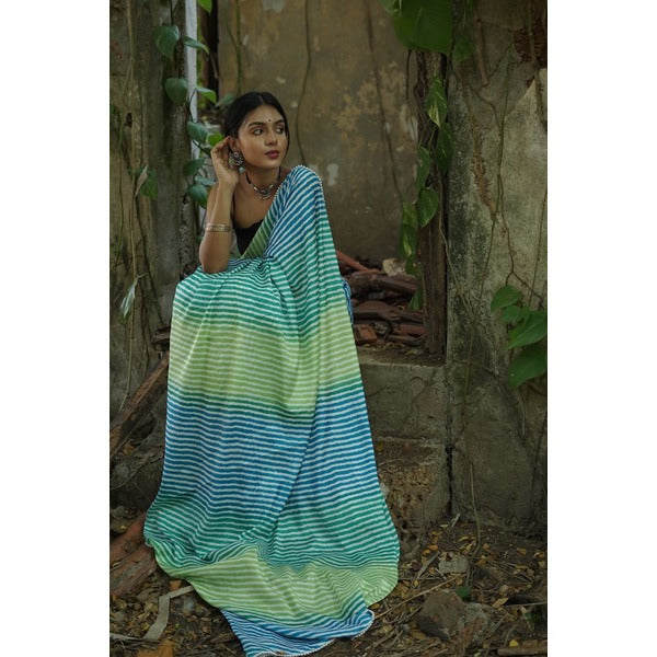 SAREE - LEHRIYA CHINON - SEA GREEN