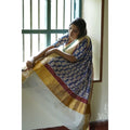 KERALA KASAVU - POO THUMBI - INDIGO FLORAL