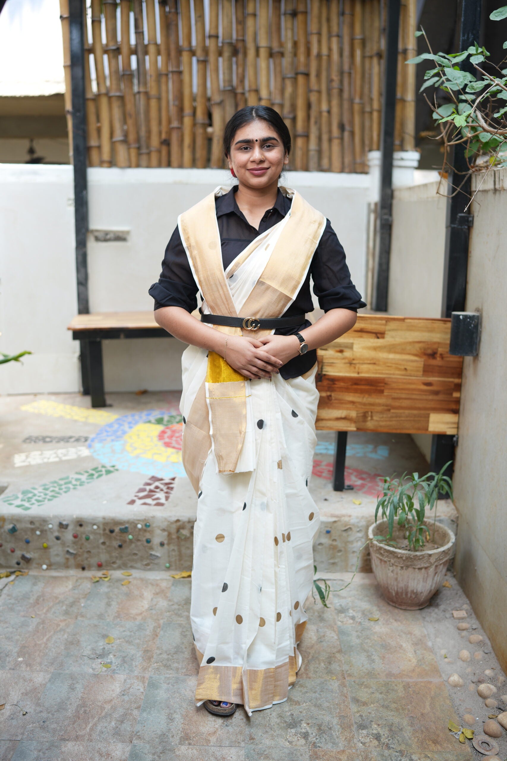 PONNUSE – KERALA KASAVU - POLKA BLACK