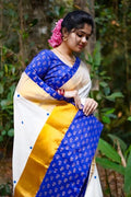 KERALA SAREE - MANOHARI - BLUE KASAVU