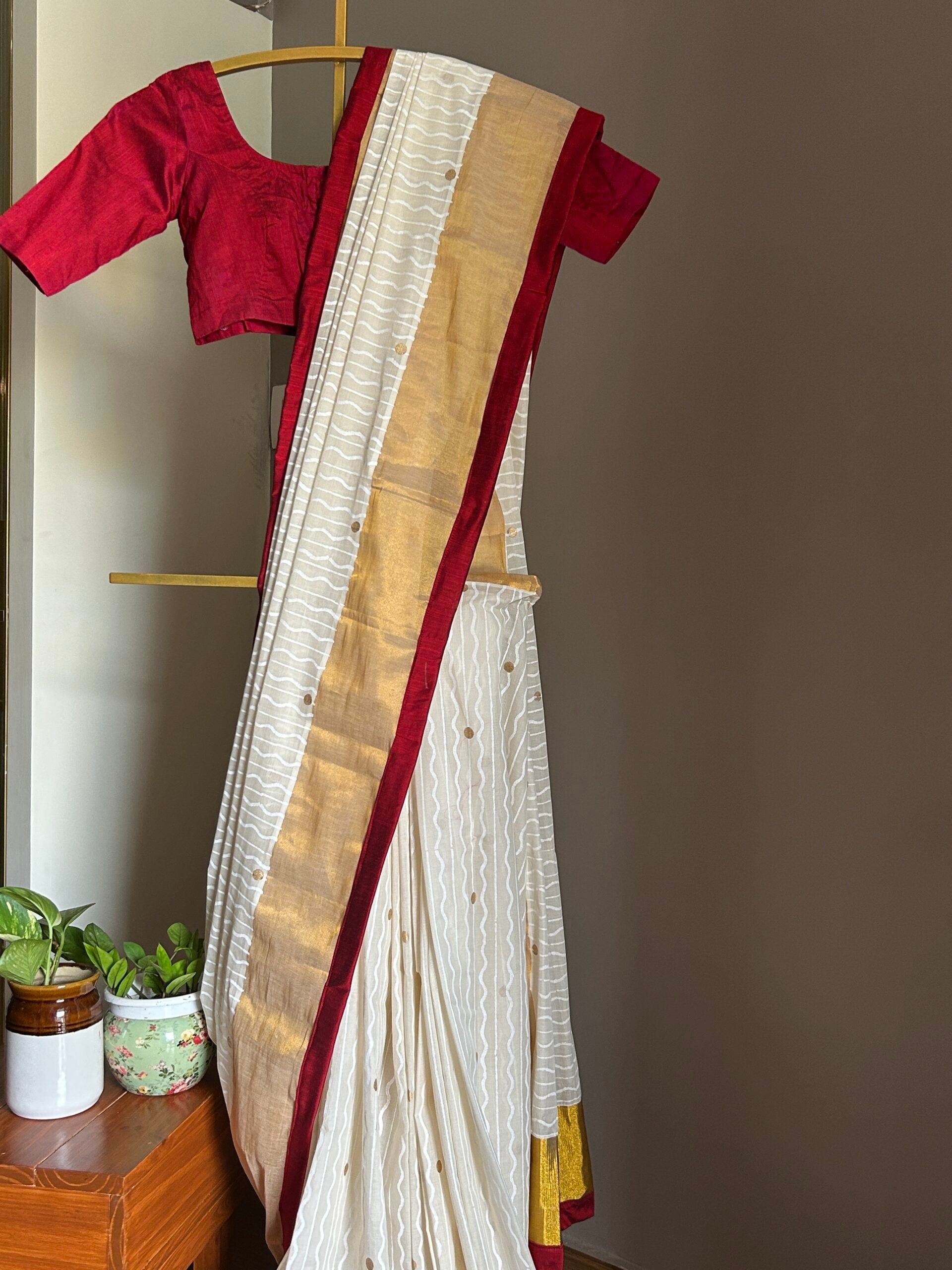 KERALA SAREE - RED AND GOLD
