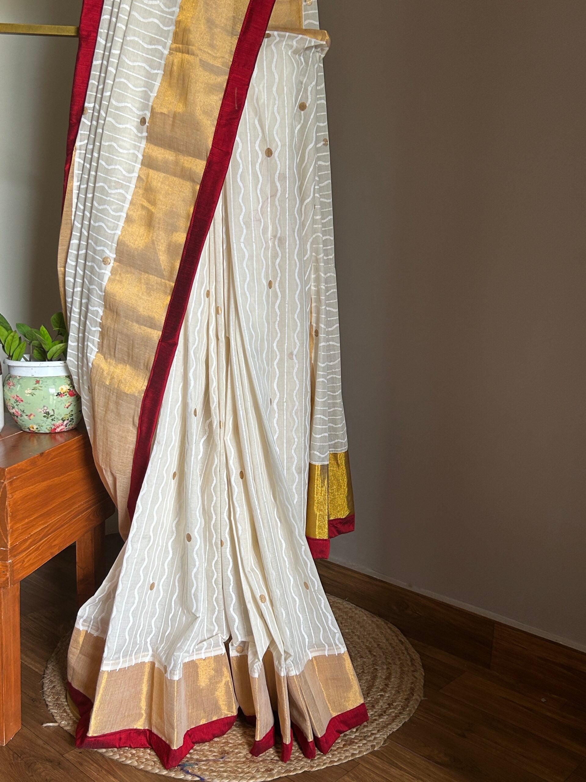 KERALA SAREE - RED AND GOLD