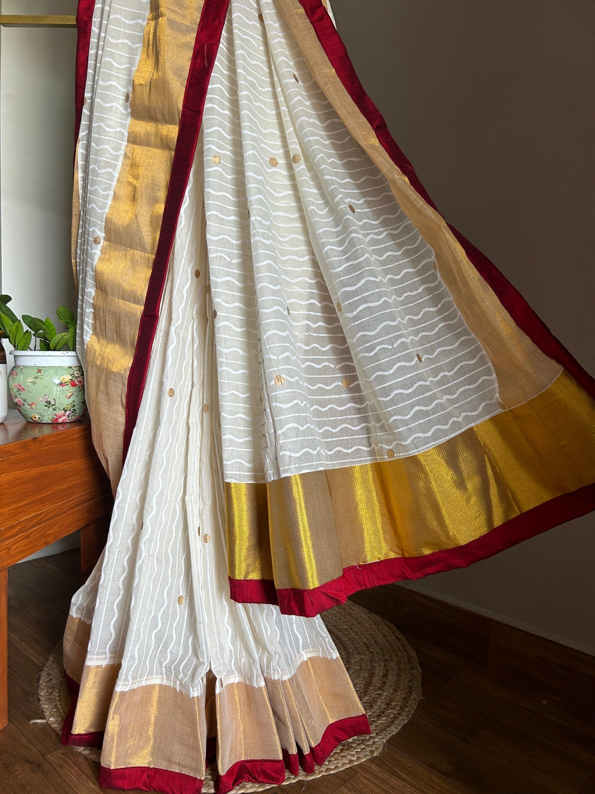 KERALA SAREE - RED AND GOLD
