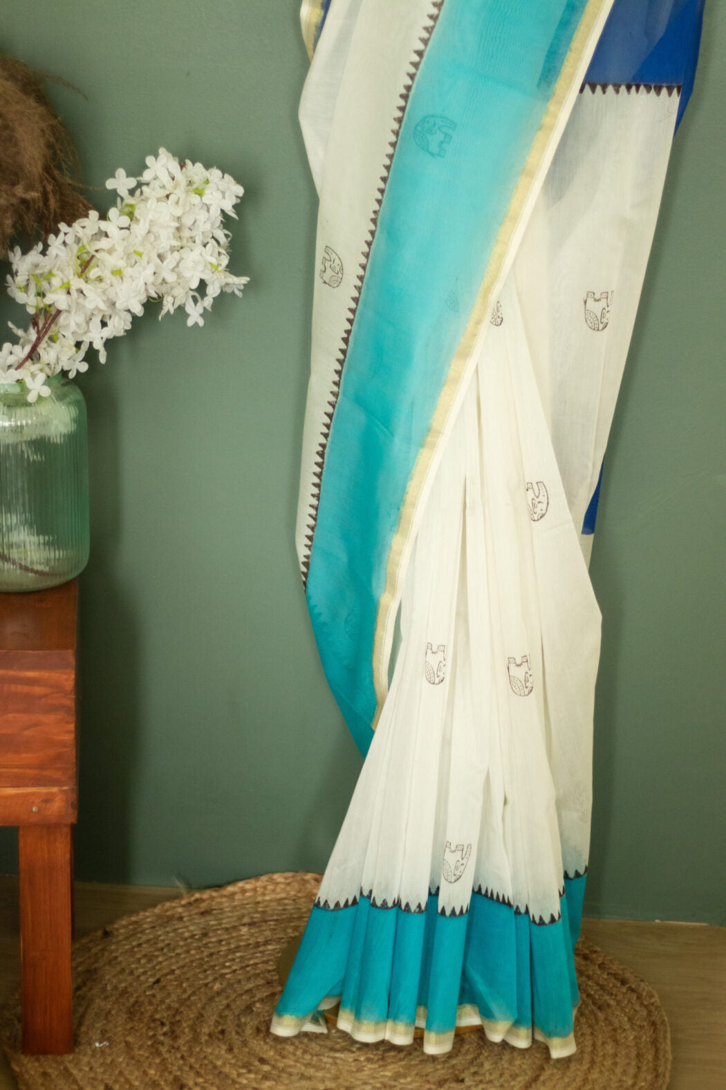 SAREES - CHANDERI SILK COTTON - BABY ELEPHANT