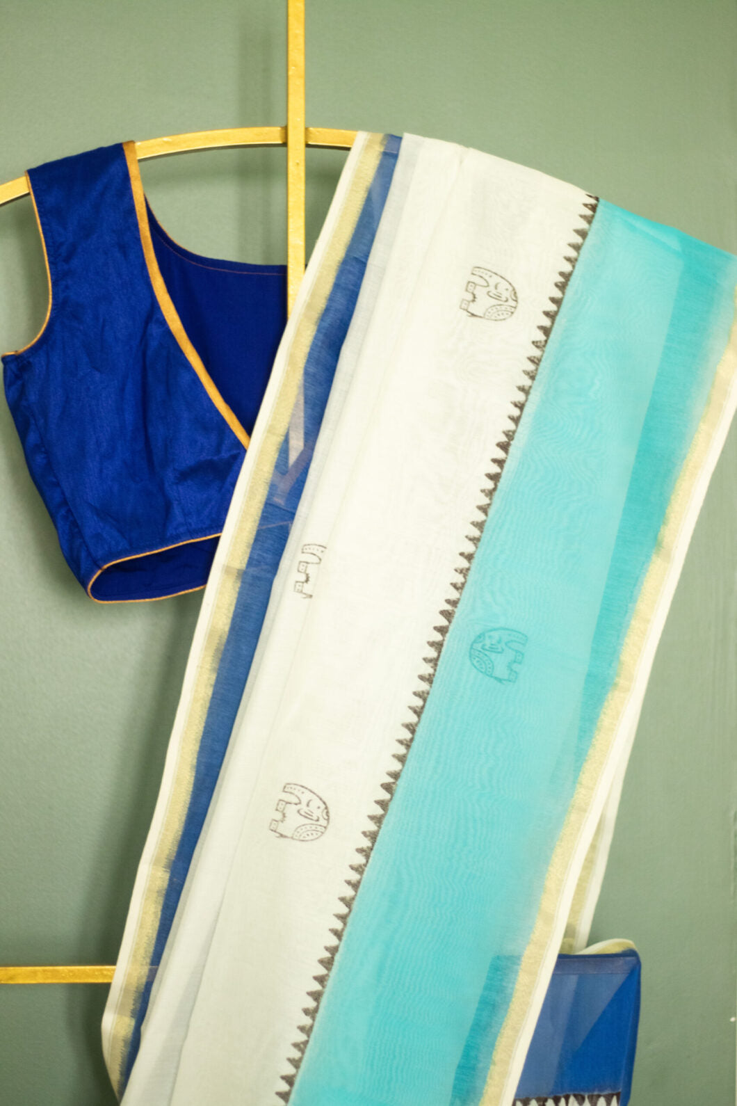SAREES - CHANDERI SILK COTTON - BABY ELEPHANT