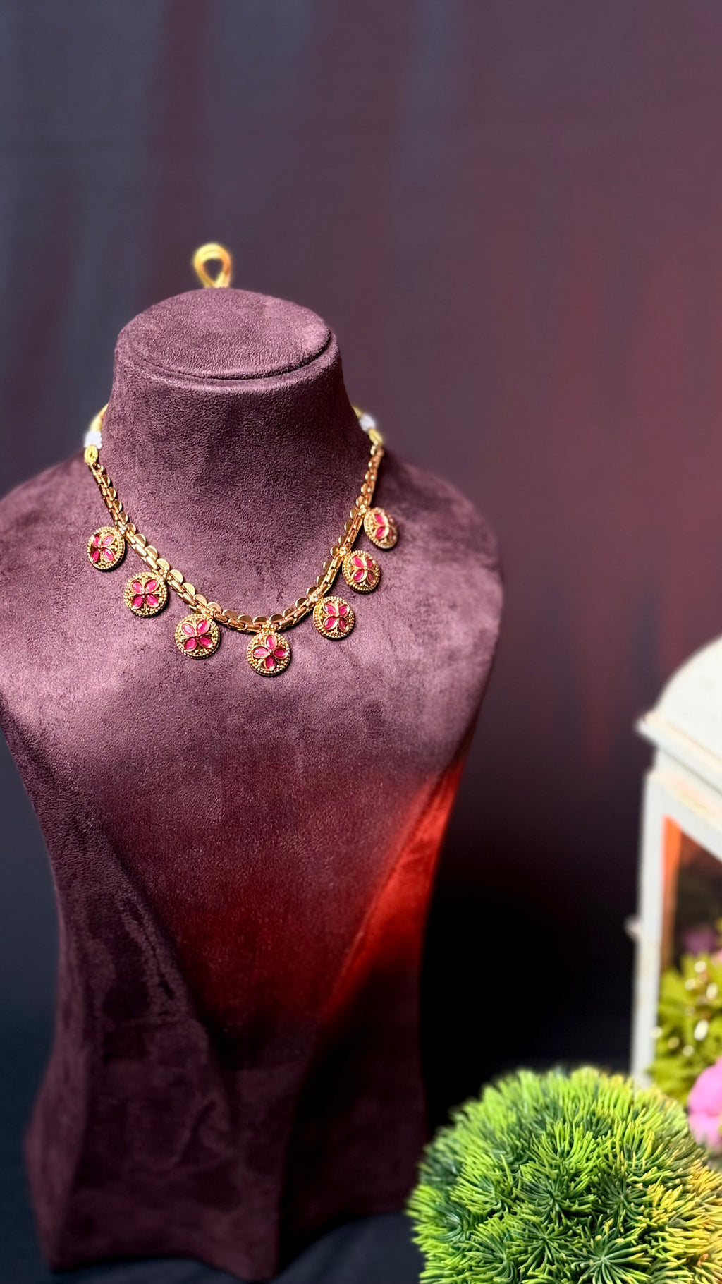 NECKLACE SET - POONUSE FLORAL RED