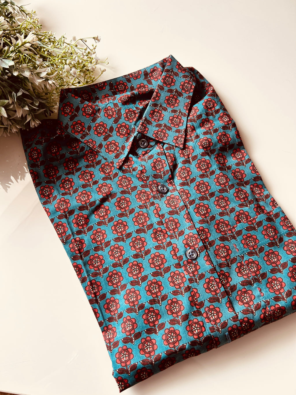 MENS SHIRT - FLORAL BLUE