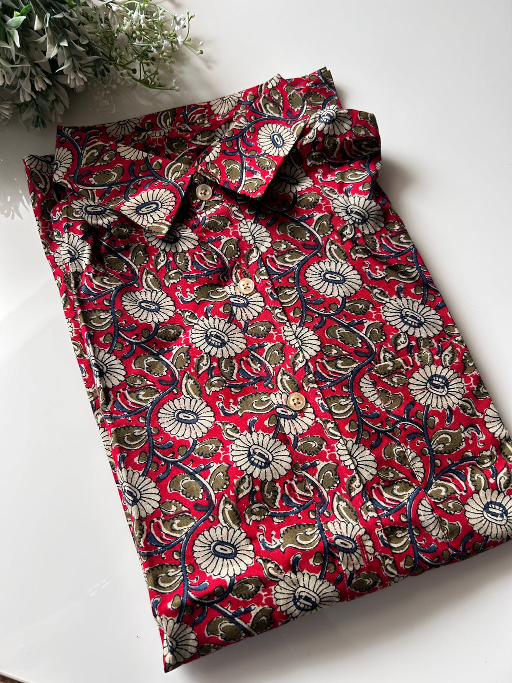 MENS SHIRT  - FLORAL RED