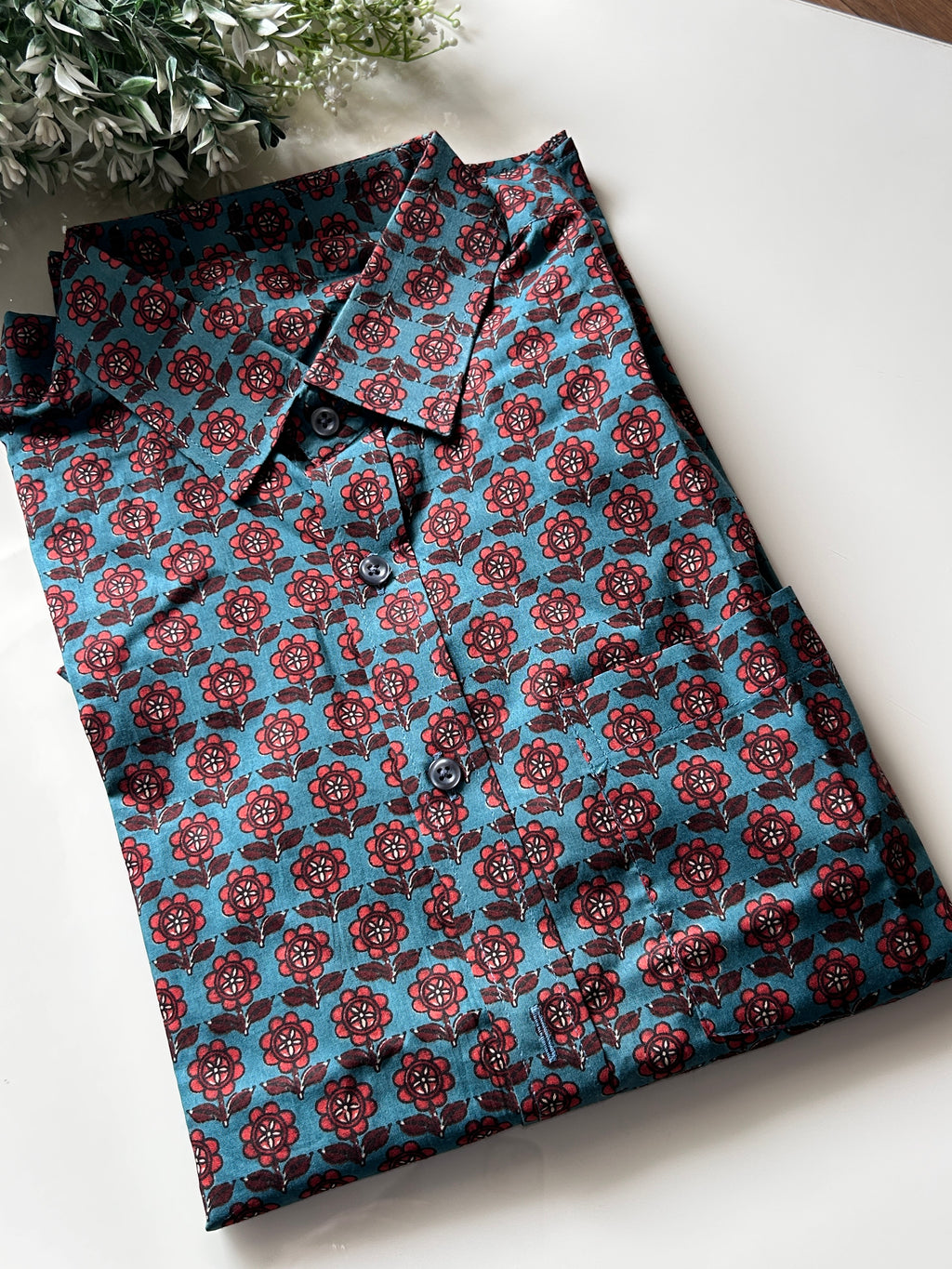 MENS SHIRT - FLORAL BLUE