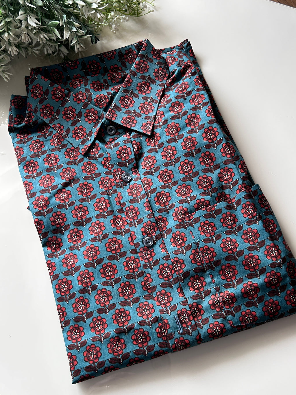 MENS SHIRT - FLORAL BLUE
