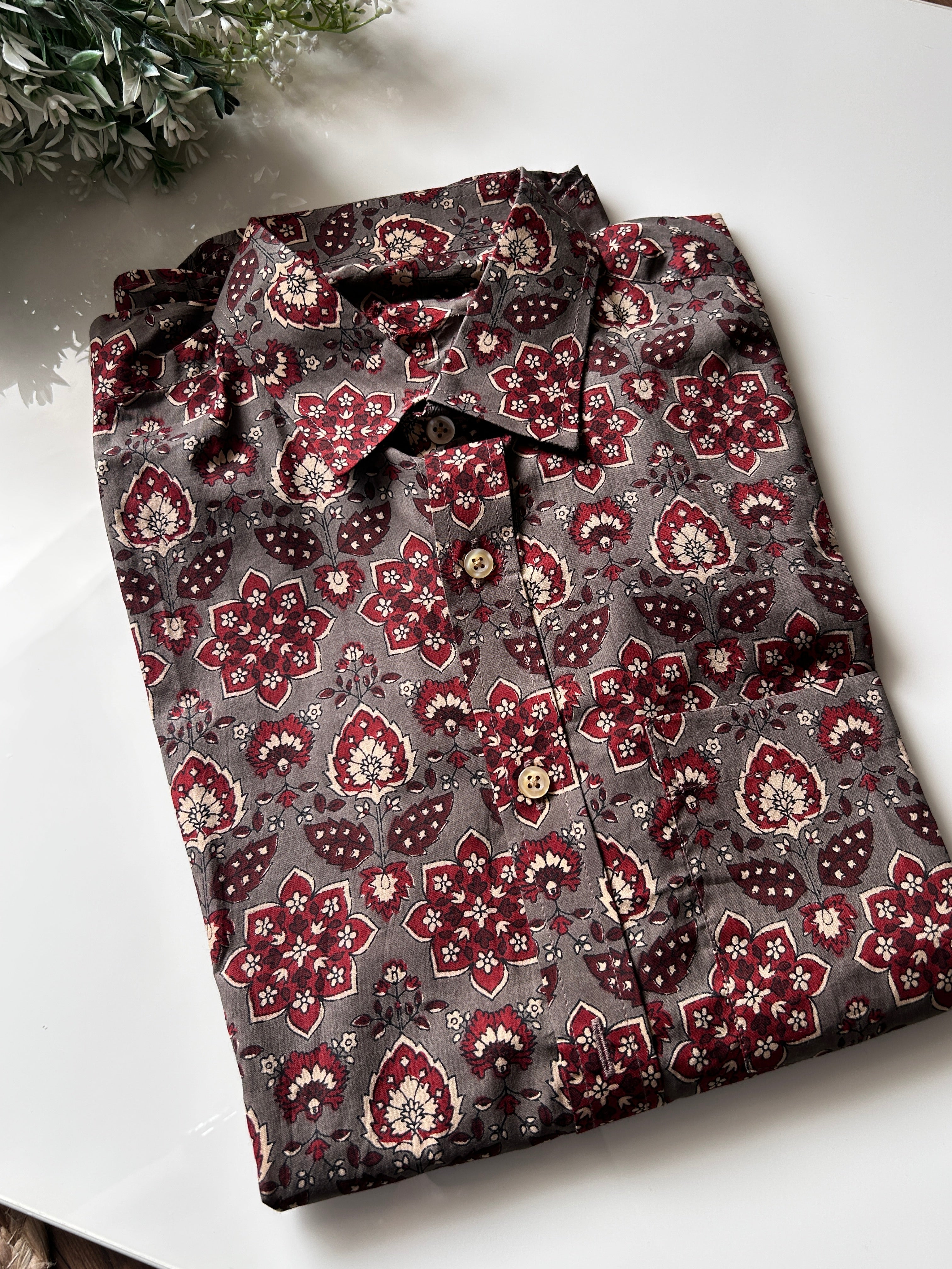 MENS SHIRT - GREY MAROON