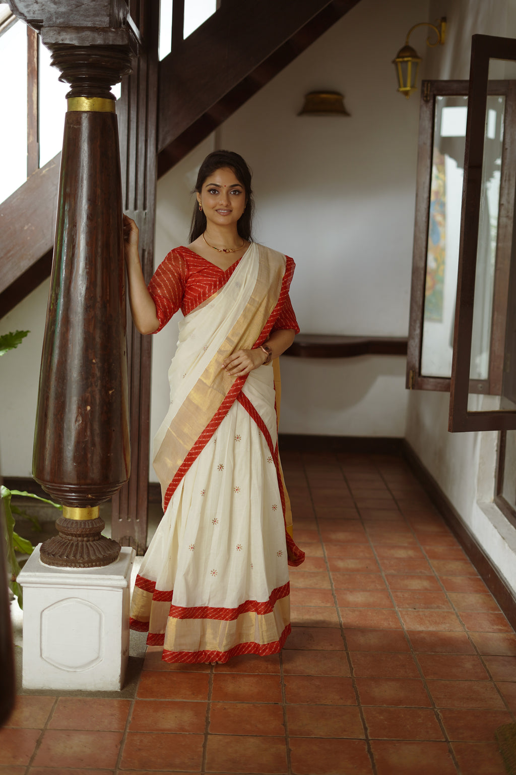 KERALA KASAVU - LEHRIYA RED DHAVANI