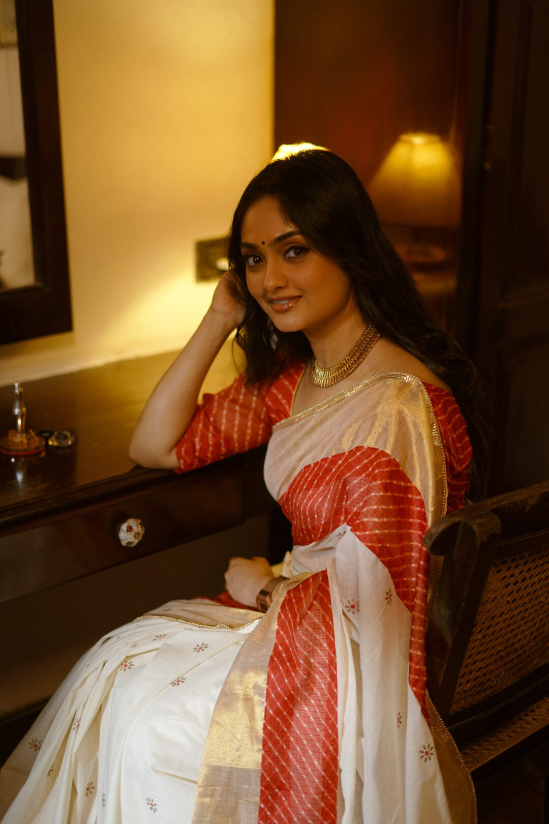 KERALA SAREE - LEHRIYA RED