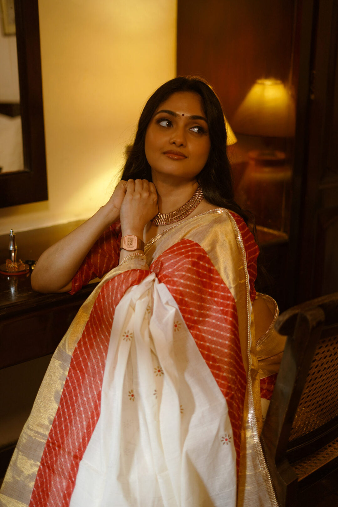 KERALA SAREE - LEHRIYA RED
