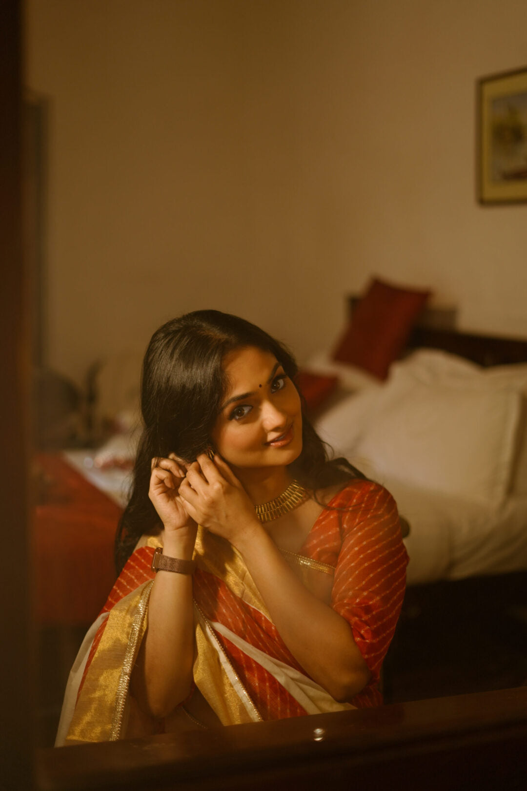 KERALA SAREE - LEHRIYA RED