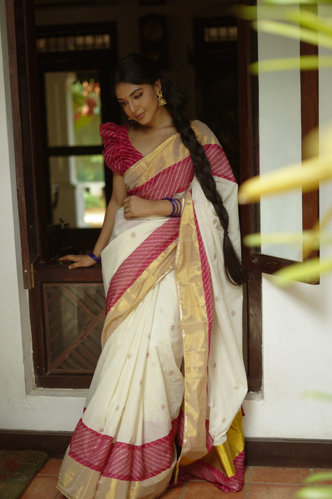 KERALA SAREE - LEHRIYA PINK