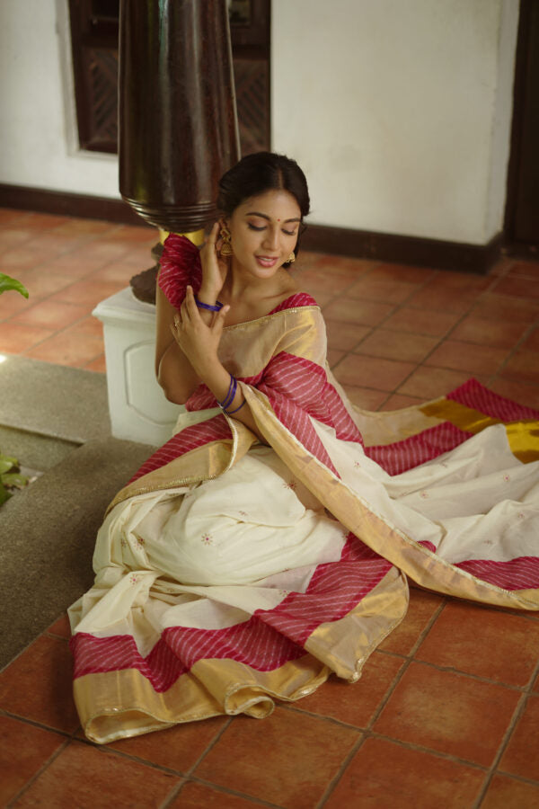 KERALA SAREE - LEHRIYA PINK