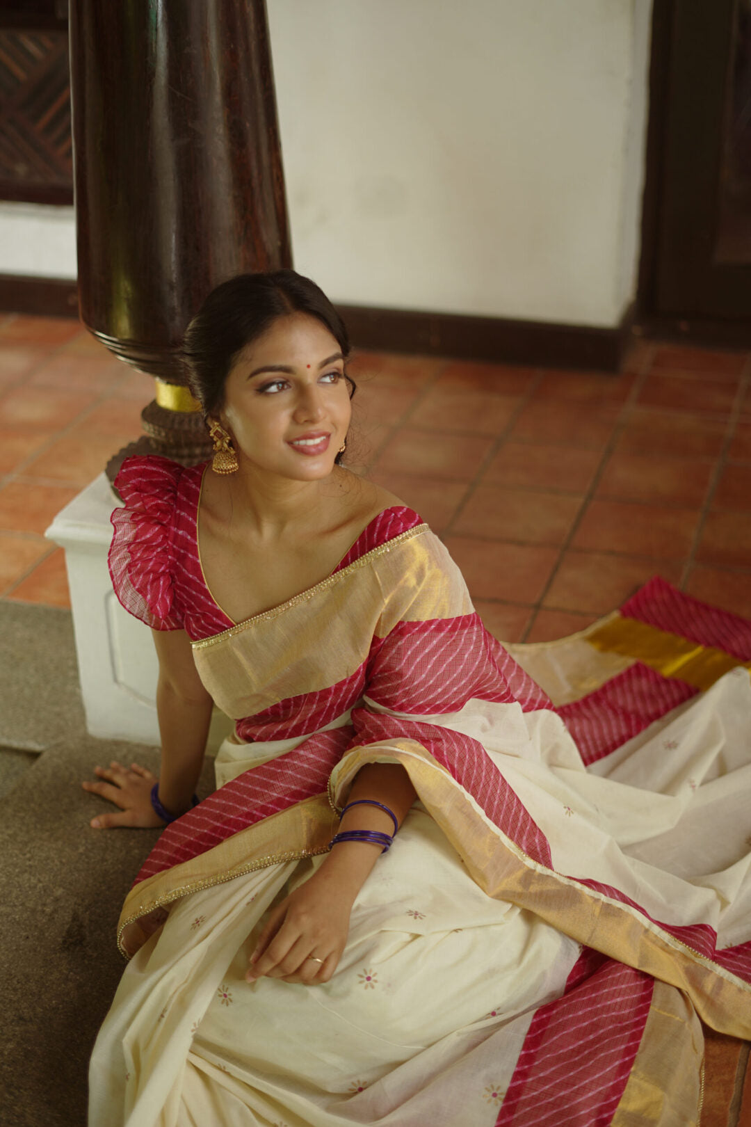 KERALA SAREE - LEHRIYA PINK