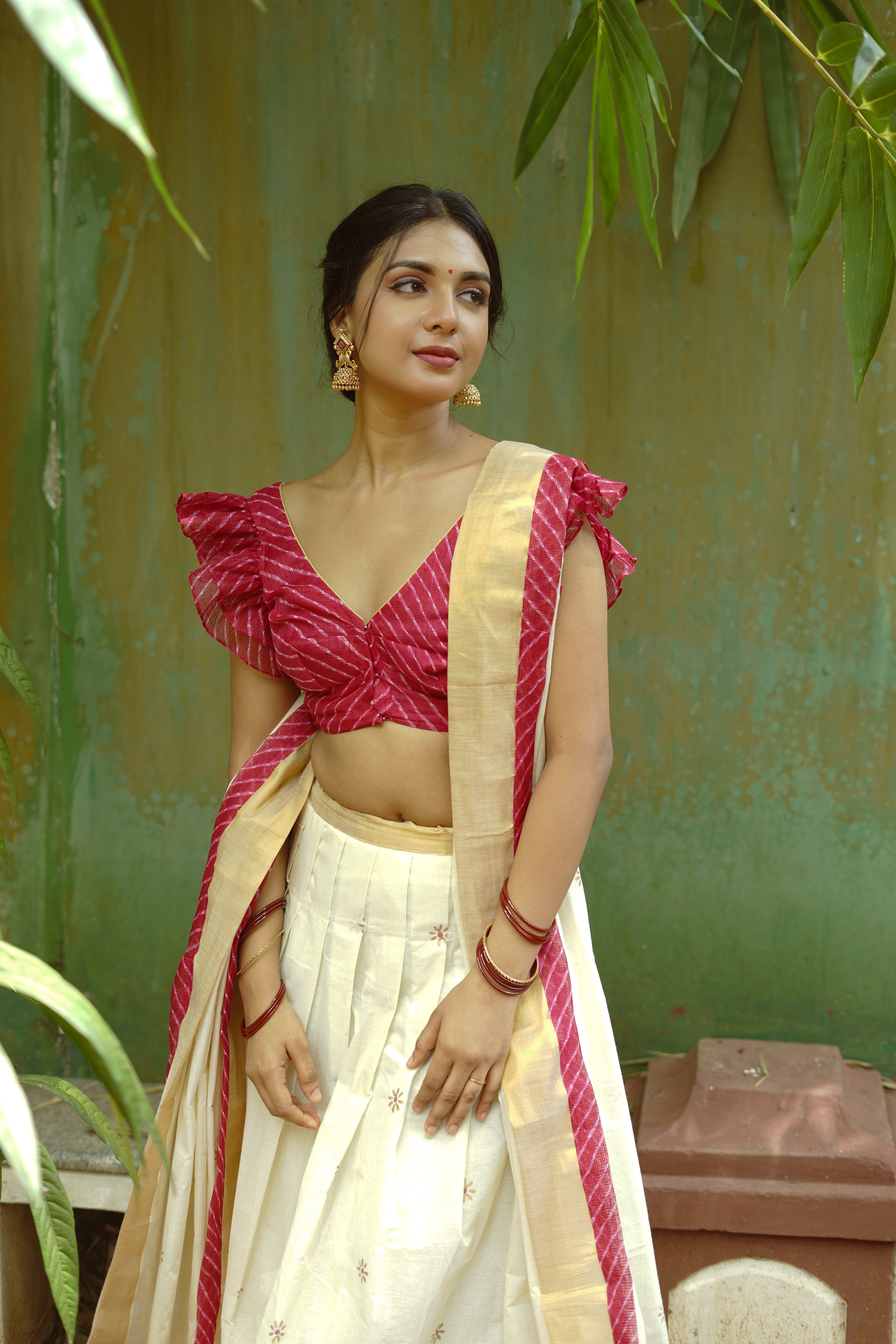 KERALA KASAVU - LEHRIYA PINK DHAVANI