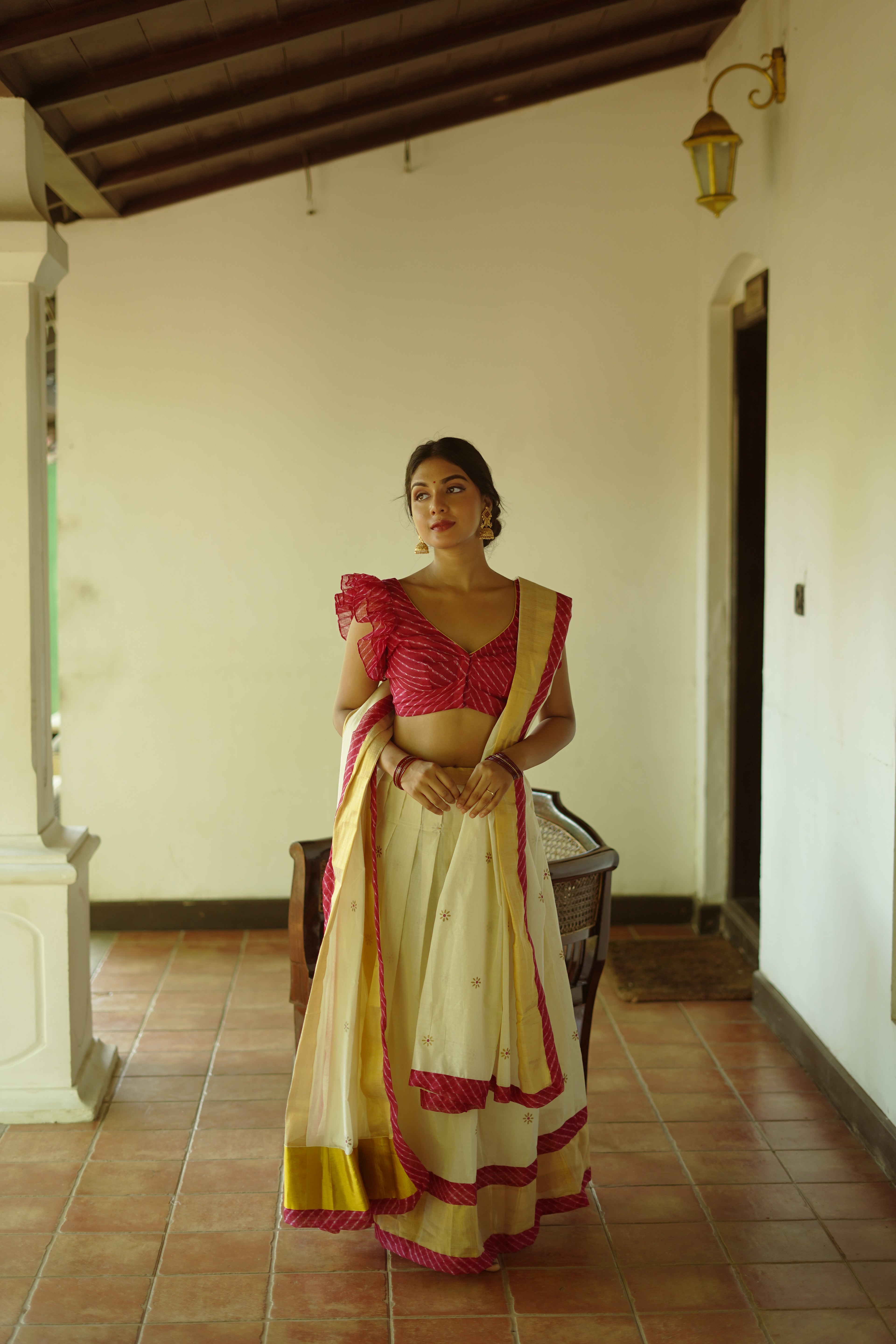 KERALA KASAVU - LEHRIYA PINK DHAVANI