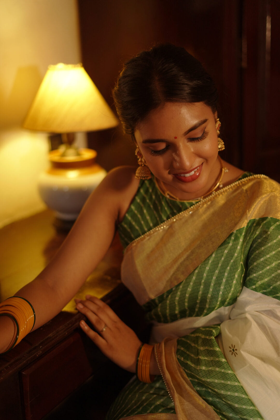 KERALA SAREE - LEHRIYA GREEN