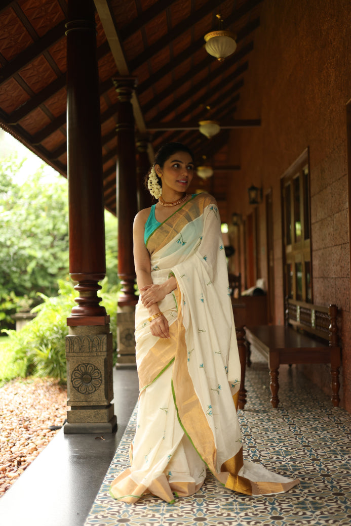 KERALA KASAVU - TURQUOISE MIST