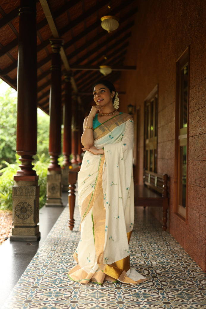 KERALA KASAVU - TURQUOISE MIST