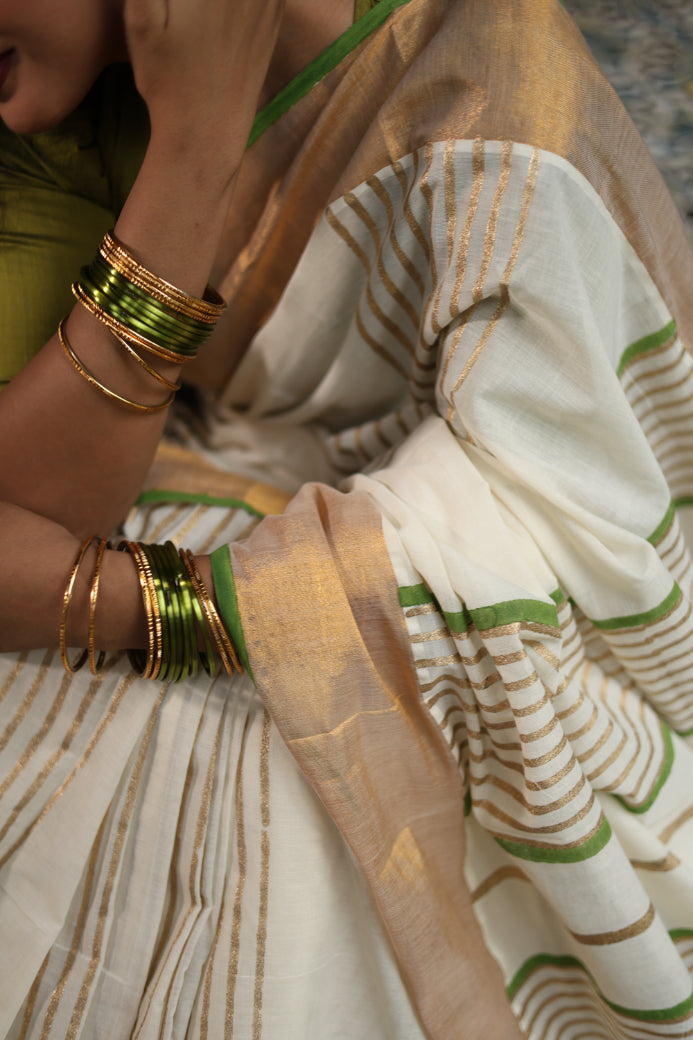 KERALA KASAVU - GREEN GOLD LINES