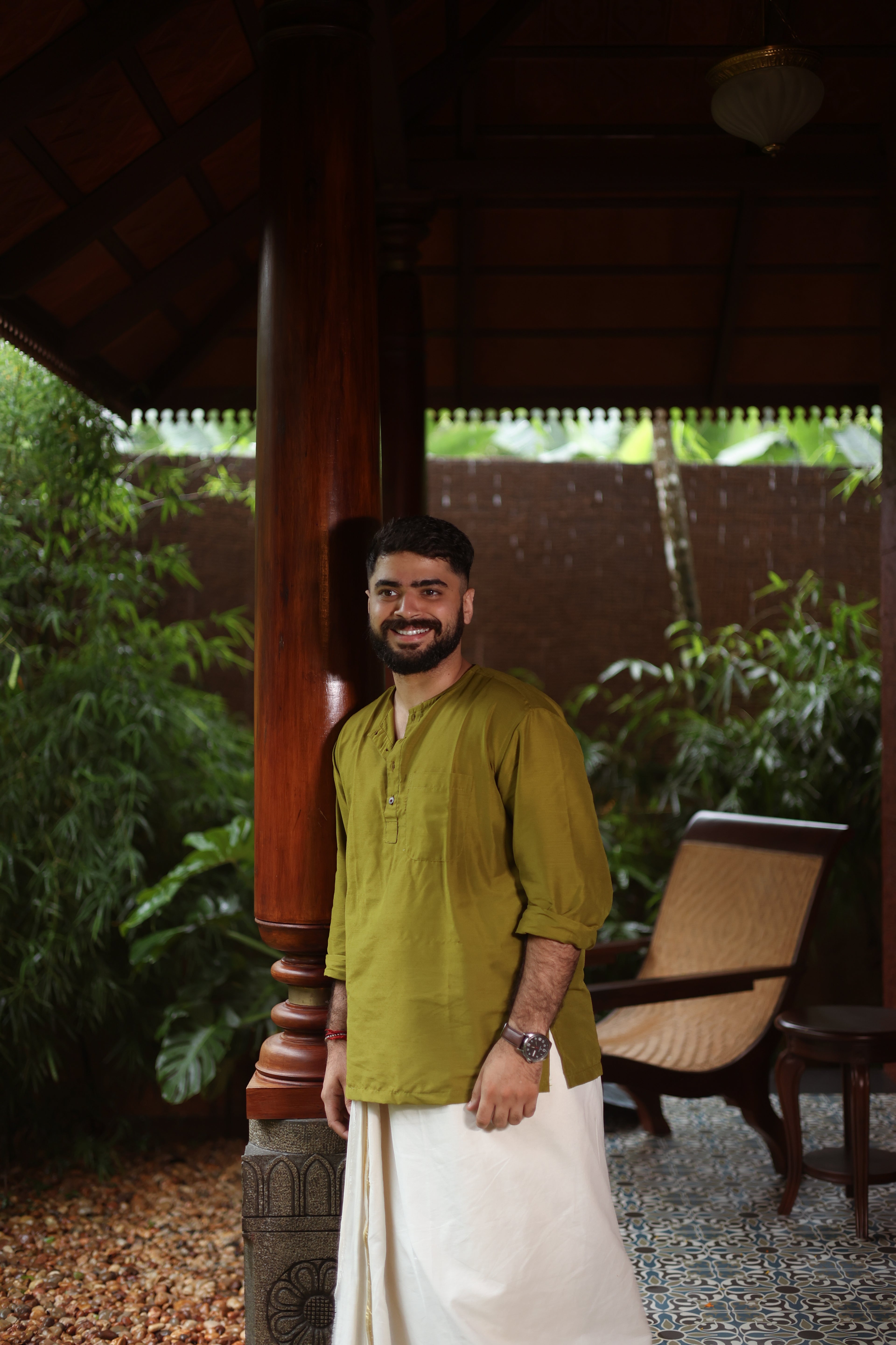 MENS - SEMI RAW SILK KURTA