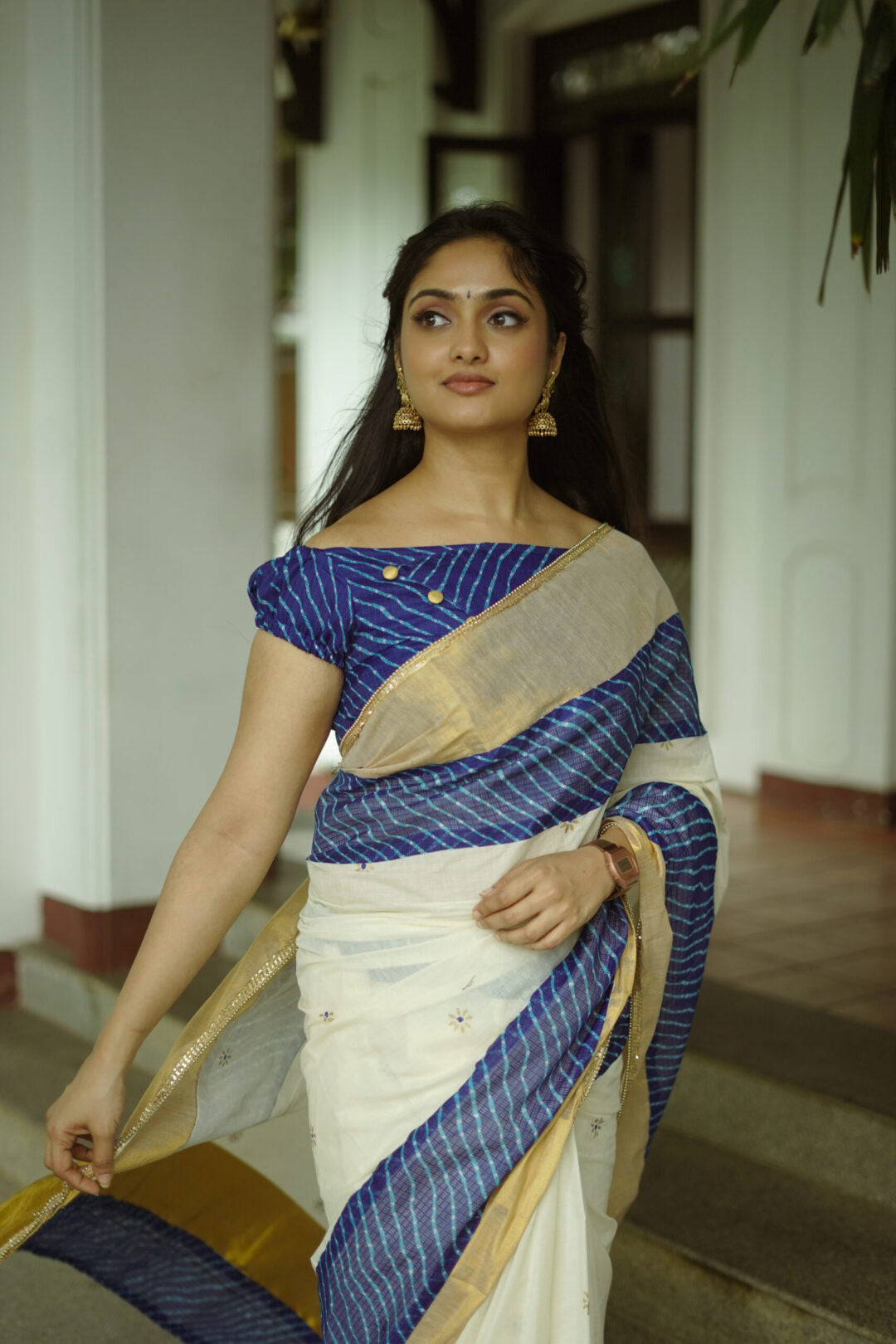KERALA SAREE - LEHRIYA BLUE