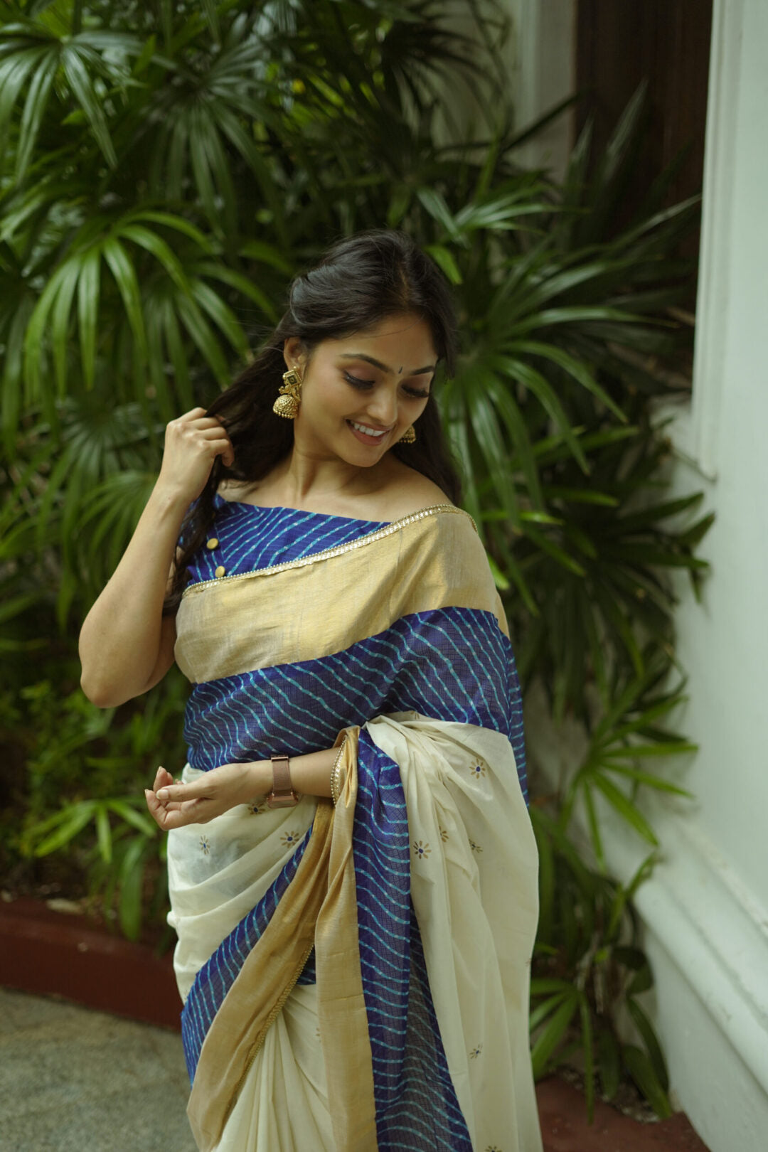 KERALA SAREE - LEHRIYA BLUE