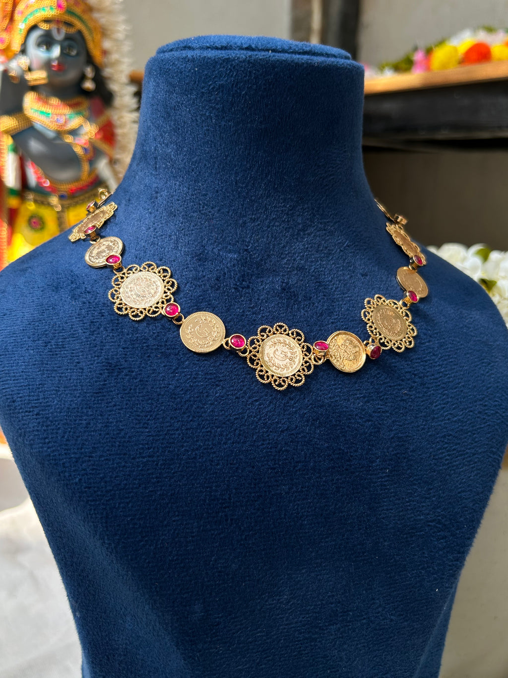 NECKLACE - ANSWARAM - COINS PINK
