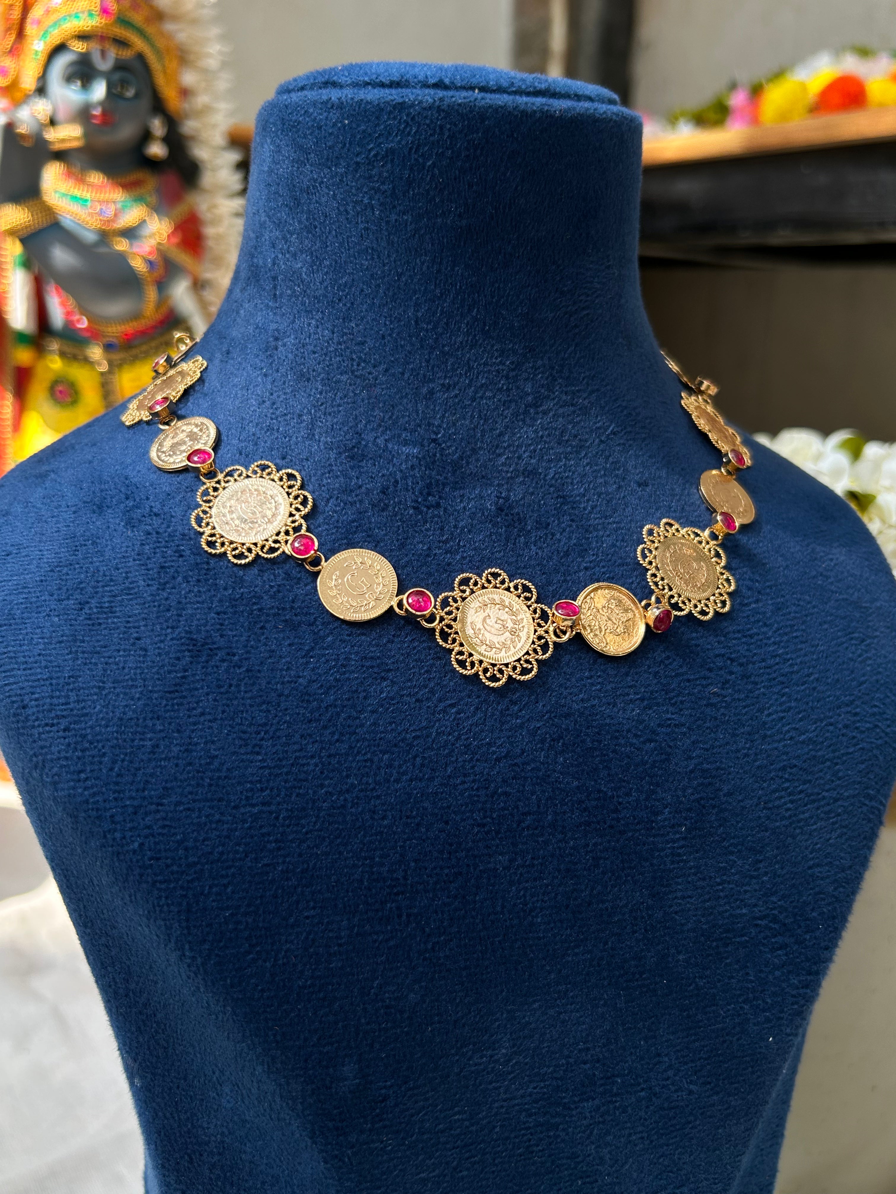 NECKLACE - ANSWARAM - COINS PINK
