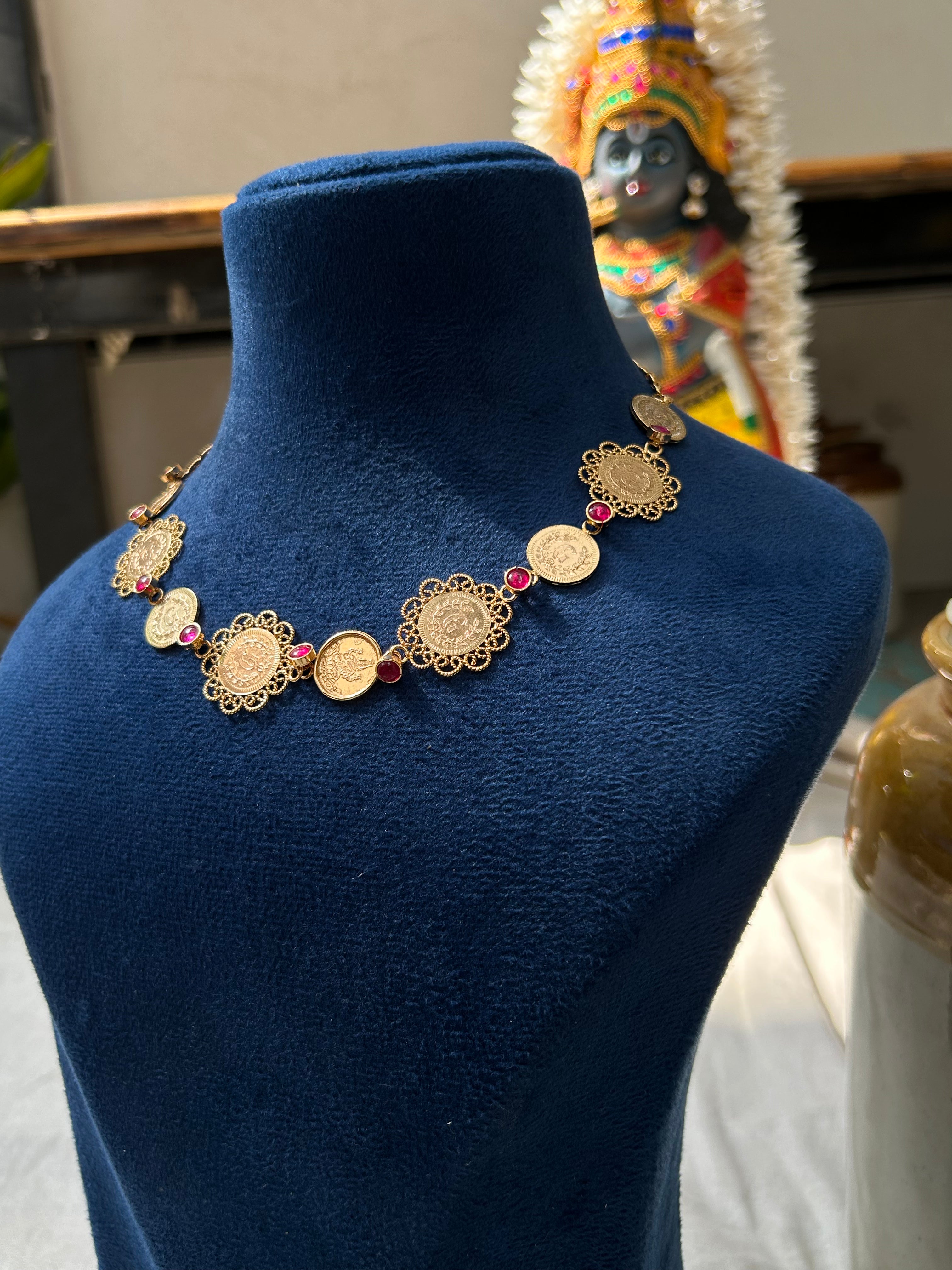 NECKLACE - ANSWARAM - COINS PINK