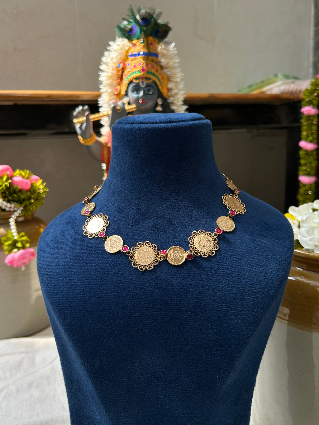 NECKLACE - ANSWARAM - COINS PINK