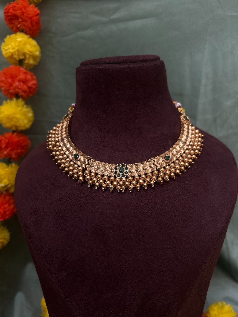 Varsha- Floral Green Necklace