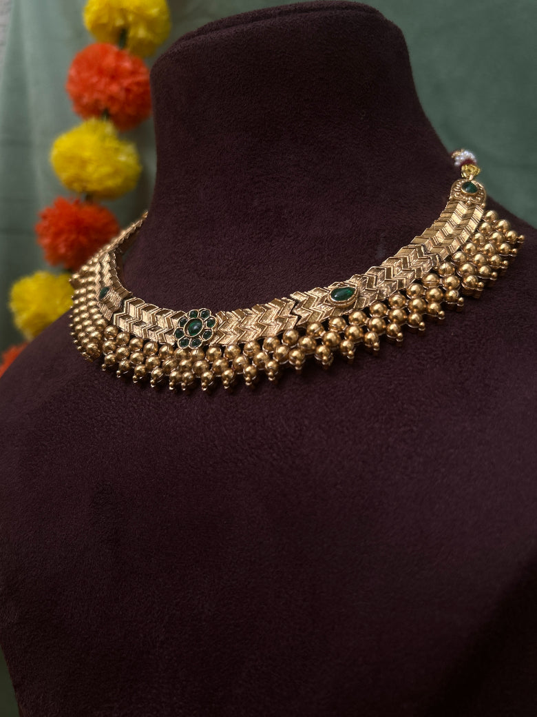 Varsha- Floral Green Necklace