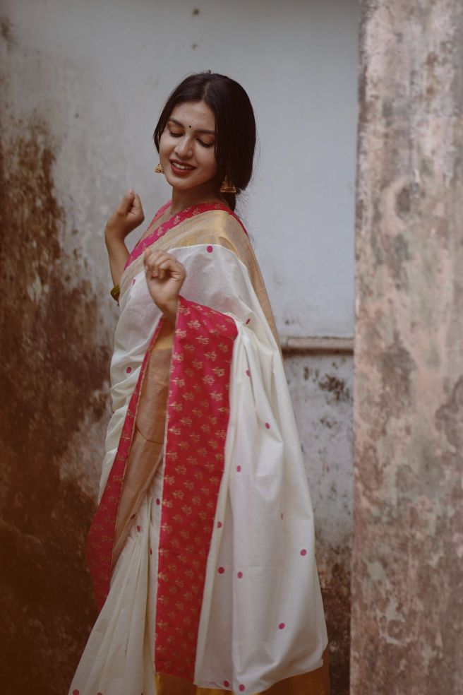 KERALA SAREE - MANOHARI - PINK KASAVU