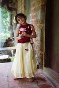 KIDS - KERALA KASAVU PAVADA - MAROON