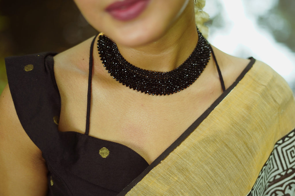 KERALA SAREE - GEOMETRIC BLACK