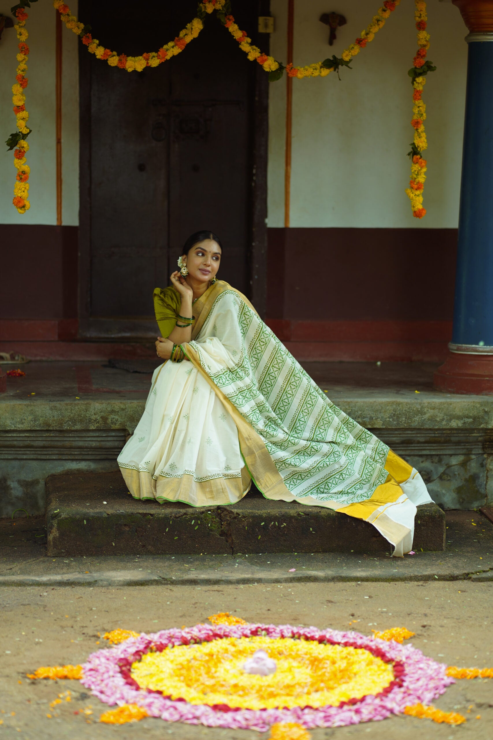 KERALA SAREE - RANGOLI GREEN