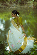 KERALA SAREE -  HAND PAINT FLOWER