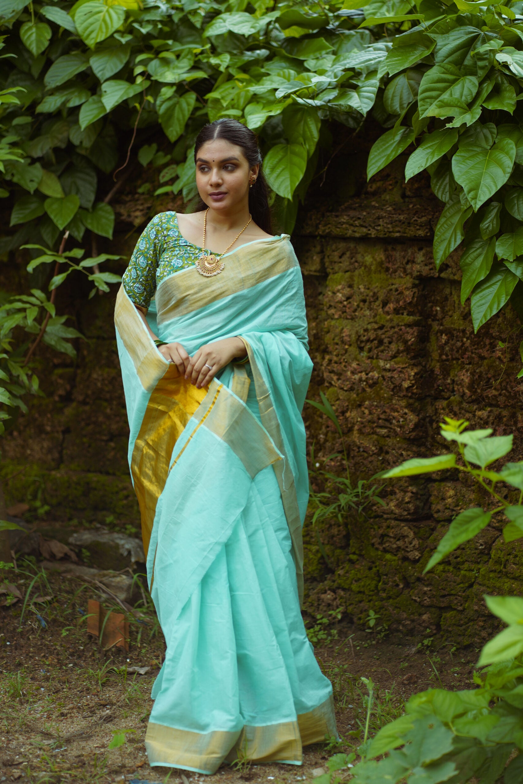 KERALA SAREE - LIME GREEN