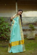 KERALA SAREE - LIME GREEN