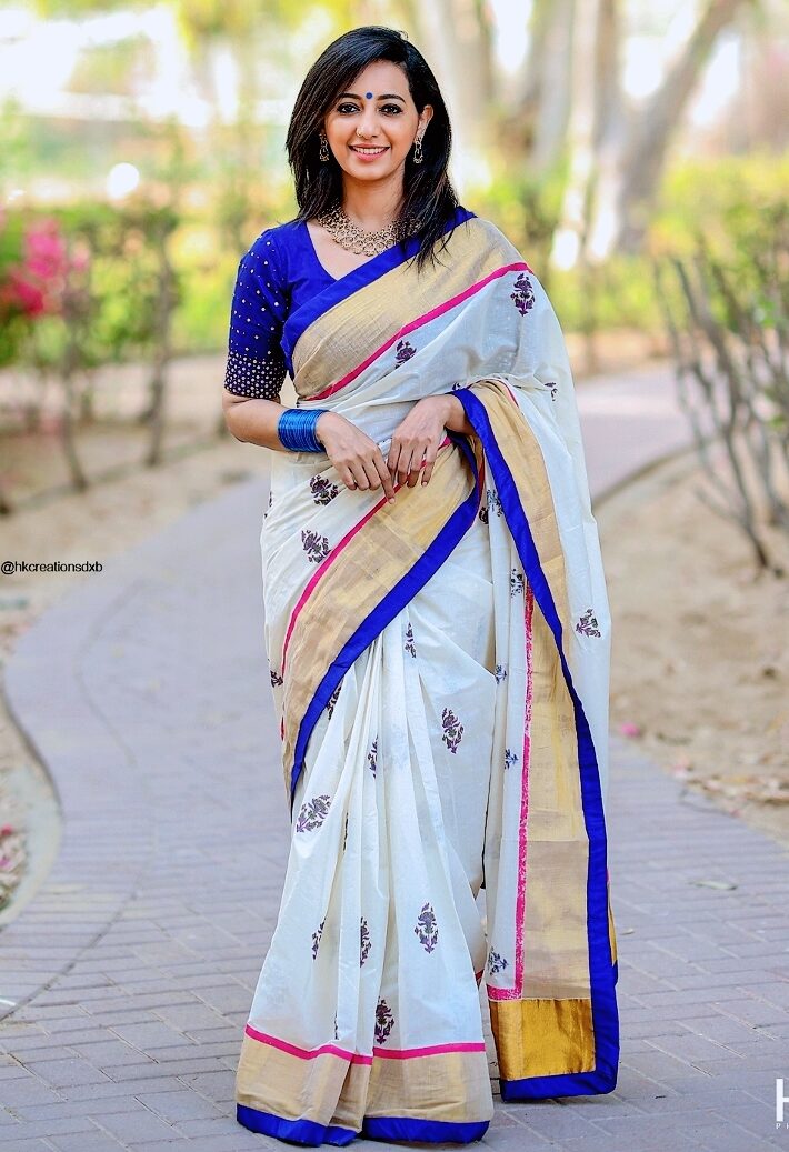 KERALA KASAVU - POO THUMBI - FLORAL