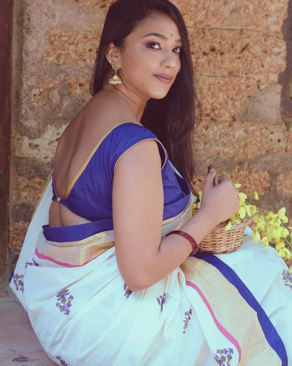 KERALA KASAVU - POO THUMBI - FLORAL