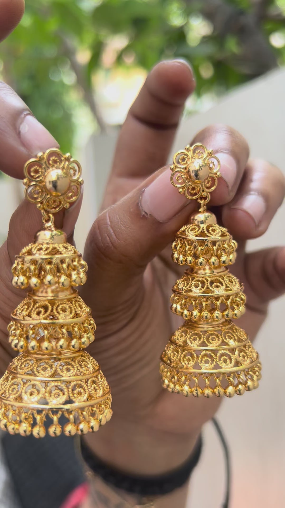 EARRING - THREE TIER (ADUKU) JHUMKA