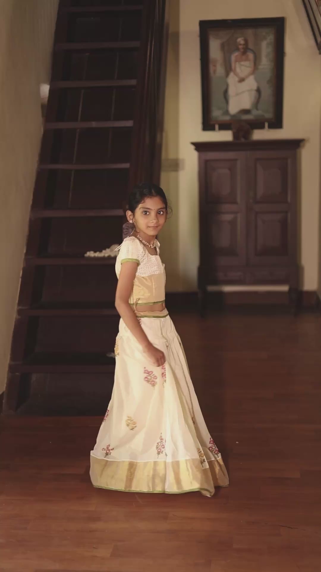 KIDS - KERALA KASAVU PAVADA SET - MALAR