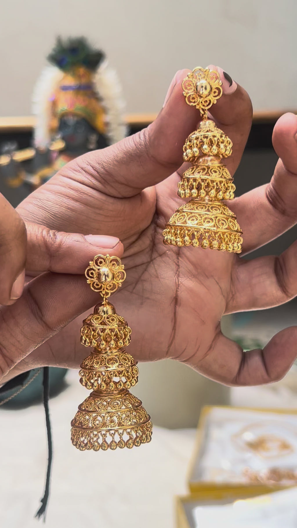 EARRING - THREE TIER (ADUKU) JHUMKA
