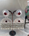SILVER DROPS – JHUMKA RED